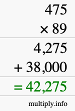 How to calculate 475 times 89 using long multiplication