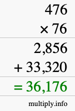 How to calculate 476 times 76 using long multiplication