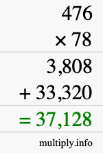 How to calculate 476 times 78 using long multiplication