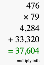 How to calculate 476 times 79 using long multiplication