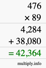 How to calculate 476 times 89 using long multiplication