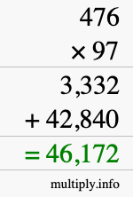 How to calculate 476 times 97 using long multiplication
