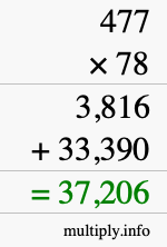 How to calculate 477 times 78 using long multiplication