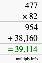 How to calculate 477 times 82 using long multiplication