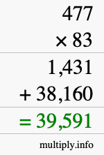 How to calculate 477 times 83 using long multiplication