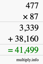 How to calculate 477 times 87 using long multiplication