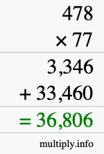 How to calculate 478 times 77 using long multiplication