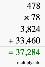 How to calculate 478 times 78 using long multiplication