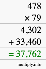 How to calculate 478 times 79 using long multiplication