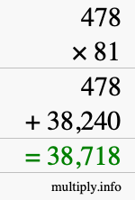 How to calculate 478 times 81 using long multiplication