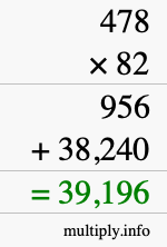 How to calculate 478 times 82 using long multiplication