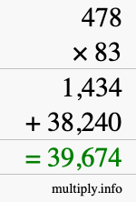 How to calculate 478 times 83 using long multiplication
