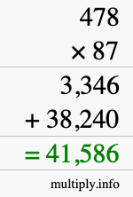 How to calculate 478 times 87 using long multiplication