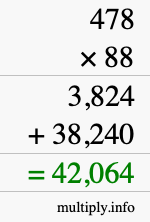 How to calculate 478 times 88 using long multiplication