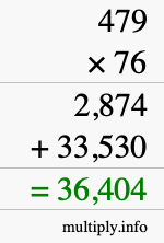 How to calculate 479 times 76 using long multiplication