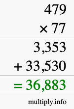How to calculate 479 times 77 using long multiplication