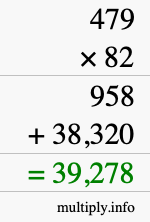 How to calculate 479 times 82 using long multiplication