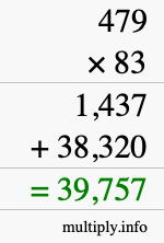How to calculate 479 times 83 using long multiplication