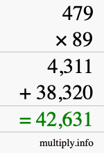 How to calculate 479 times 89 using long multiplication