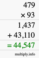 How to calculate 479 times 93 using long multiplication