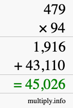 How to calculate 479 times 94 using long multiplication