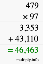 How to calculate 479 times 97 using long multiplication