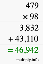 How to calculate 479 times 98 using long multiplication