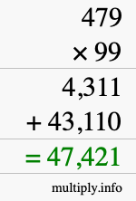 How to calculate 479 times 99 using long multiplication