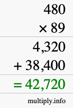 How to calculate 480 times 89 using long multiplication