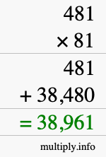 How to calculate 481 times 81 using long multiplication