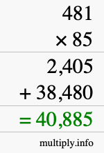 How to calculate 481 times 85 using long multiplication How to calculate 481 times 85 using long multiplication