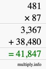 How to calculate 481 times 87 using long multiplication