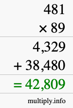 How to calculate 481 times 89 using long multiplication