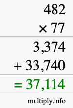 How to calculate 482 times 77 using long multiplication