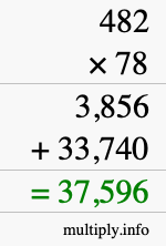 How to calculate 482 times 78 using long multiplication