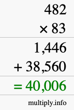 How to calculate 482 times 83 using long multiplication