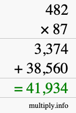 How to calculate 482 times 87 using long multiplication