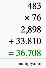 How to calculate 483 times 76 using long multiplication