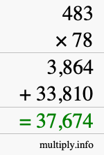 How to calculate 483 times 78 using long multiplication
