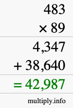 How to calculate 483 times 89 using long multiplication