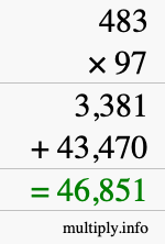 How to calculate 483 times 97 using long multiplication