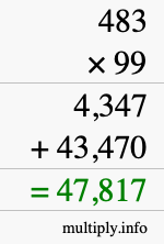 How to calculate 483 times 99 using long multiplication