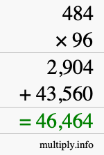 How to calculate 484 times 96 using long multiplication