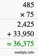 How to calculate 485 times 75 using long multiplication How to calculate 485 times 75 using long multiplication