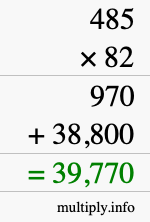 How to calculate 485 times 82 using long multiplication