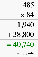 How to calculate 485 times 84 using long multiplication How to calculate 485 times 84 using long multiplication