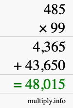 How to calculate 485 times 99 using long multiplication