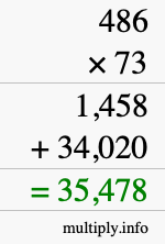 How to calculate 486 times 73 using long multiplication