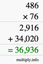 How to calculate 486 times 76 using long multiplication