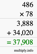 How to calculate 486 times 78 using long multiplication